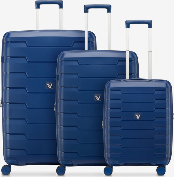 Roncato Skyline 2.0 Set di valigie 3 pezzi con espansione - Grande + Media + Cabina - Blu Notte