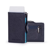 Moneyhold Porta Carte di Credito - Linea Smart / Blu Saffiano con Tasca Portamonete