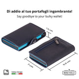 Moneyhold Porta Carte di Credito - Linea Smart / Blu Saffiano con Tasca Portamonete