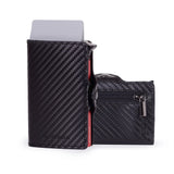 Moneyhold Porta Carte di Credito - Linea Smart / Carbon Nero-Rosso con Tasca Portamonete