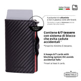 Moneyhold Porta Carte di Credito - Linea Smart / Carbon Nero-Rosso con Tasca Portamonete