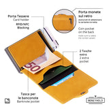Moneyhold Porta Carte di Credito - Linea Smart / Giallo Ocra con Tasca Portamonete