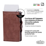 Moneyhold Porta Carte di Credito - Linea Smart / Marrone Vintage con Tasca Portamonete