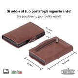 Moneyhold Porta Carte di Credito - Linea Smart / Marrone Vintage con Tasca Portamonete