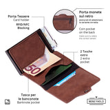 Moneyhold Porta Carte di Credito - Linea Smart / Marrone Vintage con Tasca Portamonete
