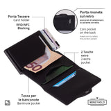 Moneyhold Porta Carte di Credito - Linea Smart / Nero Classico con Tasca Portamonete